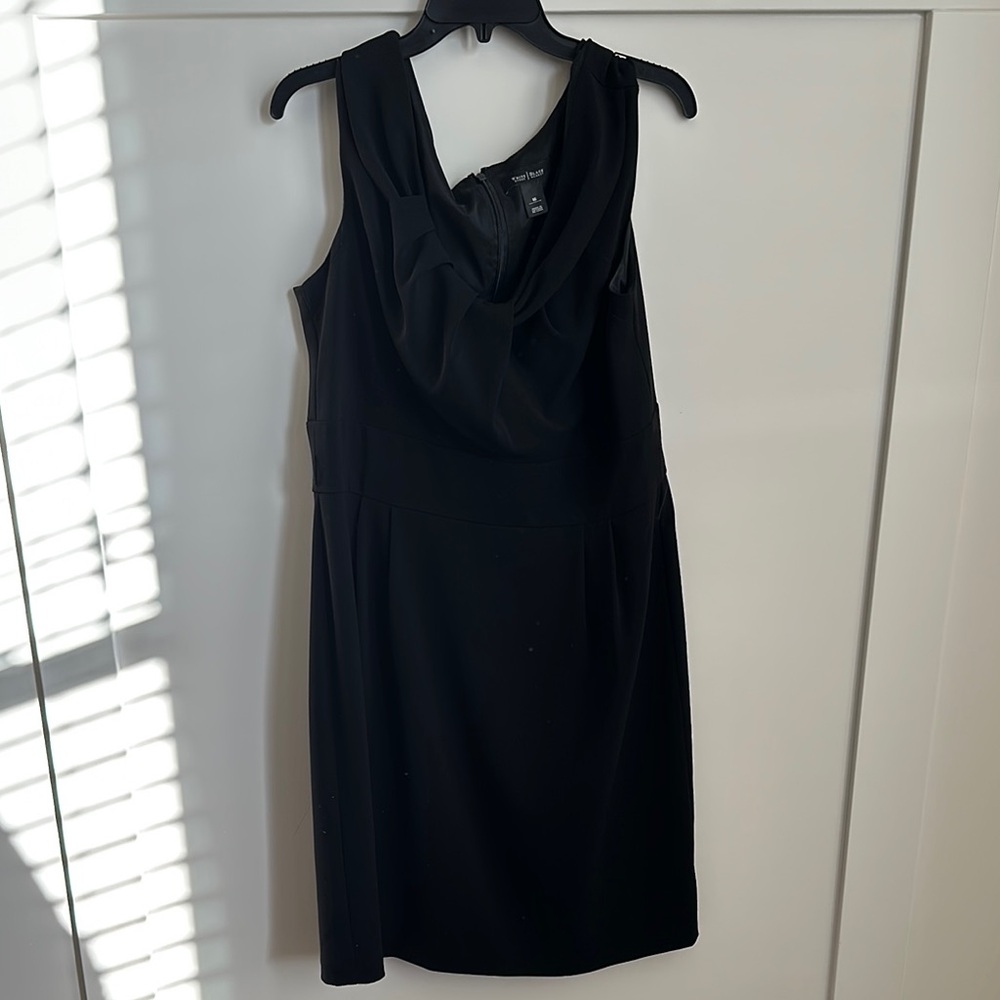 White House/Black Market Formal Black Sleeveless Dress w/ Belt, 16